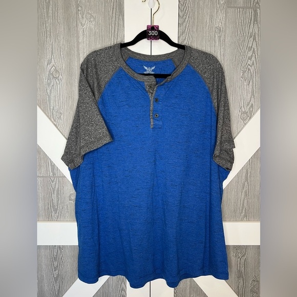 300. Faded Glory Men's Blue and Gray Henley Shirt 2XL - Picture 1 of 4